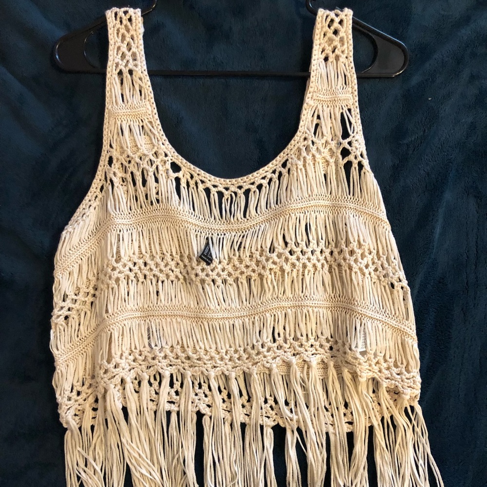 Forever 21 crochet sweater top (cream)